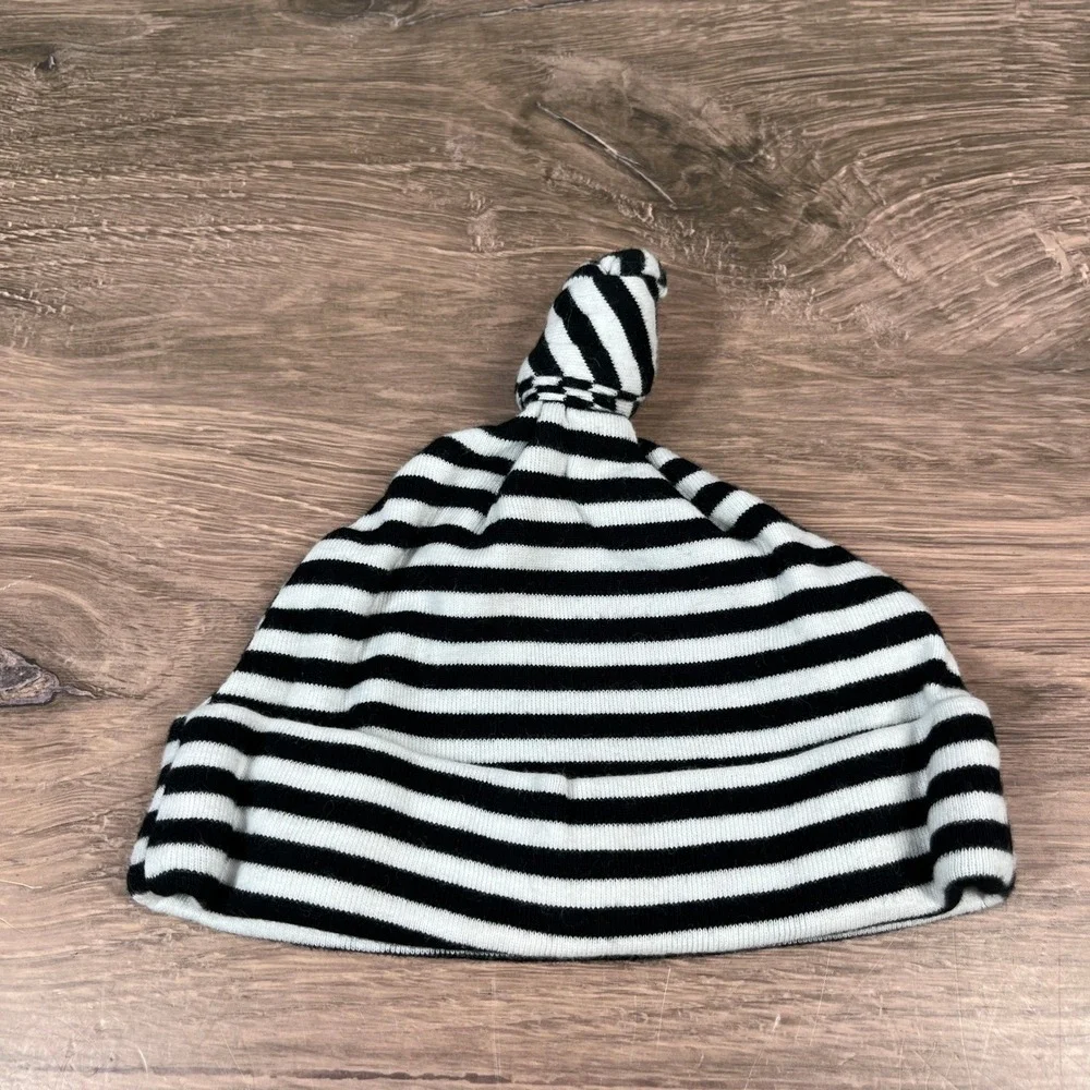 Target Gerber Baby Hats 0-6M Black White Grey Striped Elephant Top Knot 4 Pack